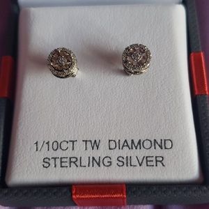 Beautiful Sterling Silver Diamond Earrings